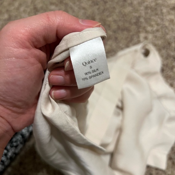 Quince Washable Stretch Silk Short Sleeve Notch Collar Blouse Small - Picture 2 of 4